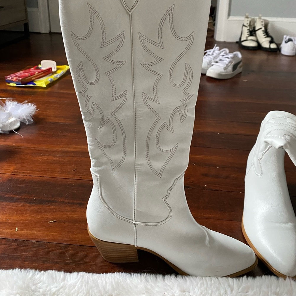 Billini knee high white cowboy boots